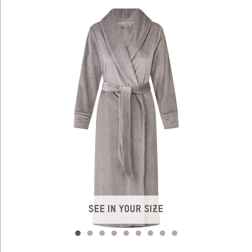 Skims Velour Robe XS Smoke